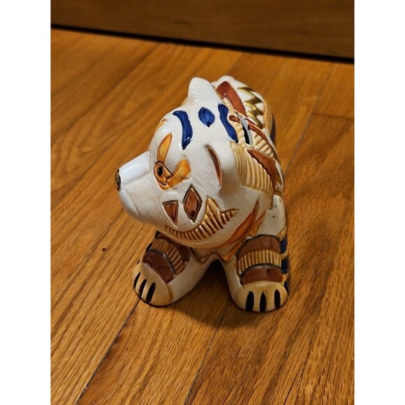 Vintage Artesania Rinconada Style Gold Tiger Ceramic Coin Bank Figurine - Picture 3 of 11